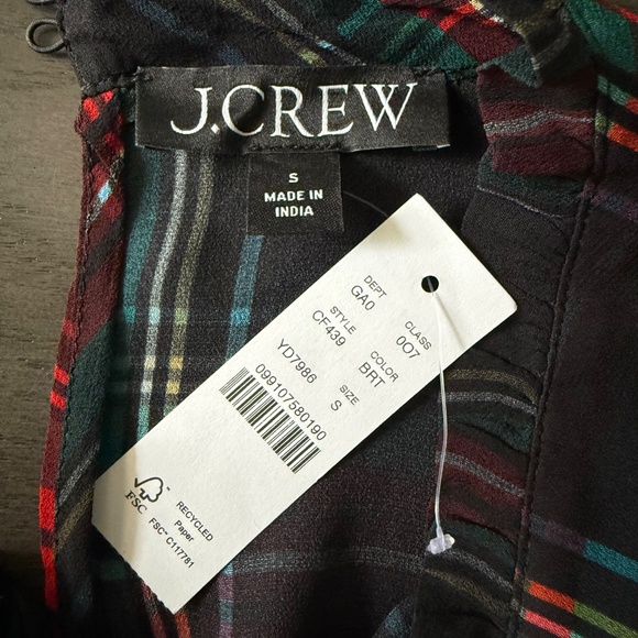 J.Crew Women’s Ruffleneck top in Stewart tartan chiffon Size S - Picture 10 of 11